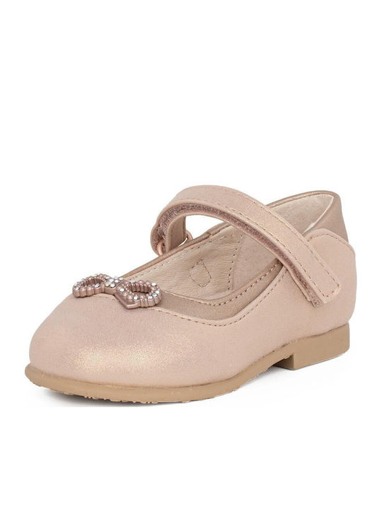 Kids Ballerinas Mercedita with Hoop & Loop Closure Gold