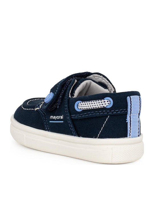 Boys Suede Moccasins with Velcro Blue