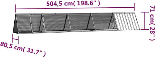 vidaXL 3106451 Galvanized Steel Cage for Rabbits 504.5x80.5x71cm