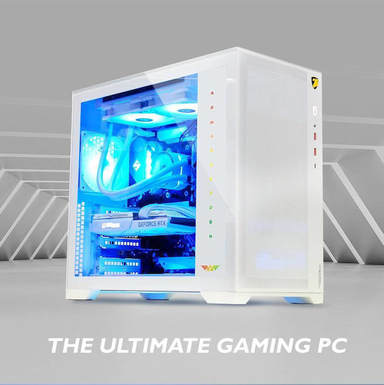 Armaggeddon Tessaraxx Core 13 Air Gaming Full Tower Κουτί Υπολογιστή με Πλαϊνό Παράθυρο και RGB Φωτισμό Λευκό