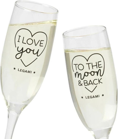 Legami Milano Cheers to Love Σετ Ποτήρια Σαμπάνιας από Γυαλί Κολωνάτα 150ml 2τμχ