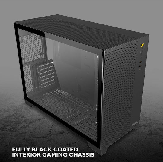 Armaggeddon Tessaraxx Apex 13 Air Gaming Midi-Turm Computergehäuse mit Seitenfenster und RGB-Beleuchtung Schwarz