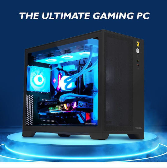 Armaggeddon Tessaraxx Apex 13 Air Gaming Midi-Turm Computergehäuse mit Seitenfenster und RGB-Beleuchtung Schwarz