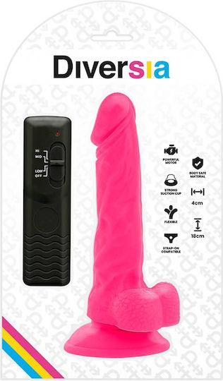 Diversia Ρεαλιστικός Δονητής Flexible Vibrating Dildo 18cm Pink