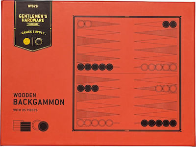Gentlemen's Hardware No 676 Backgammon Wooden with Checkers 29x29cm GEN676