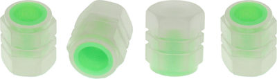 Car Tire Valve Caps Phosphorescent Rubber Green 4pcs