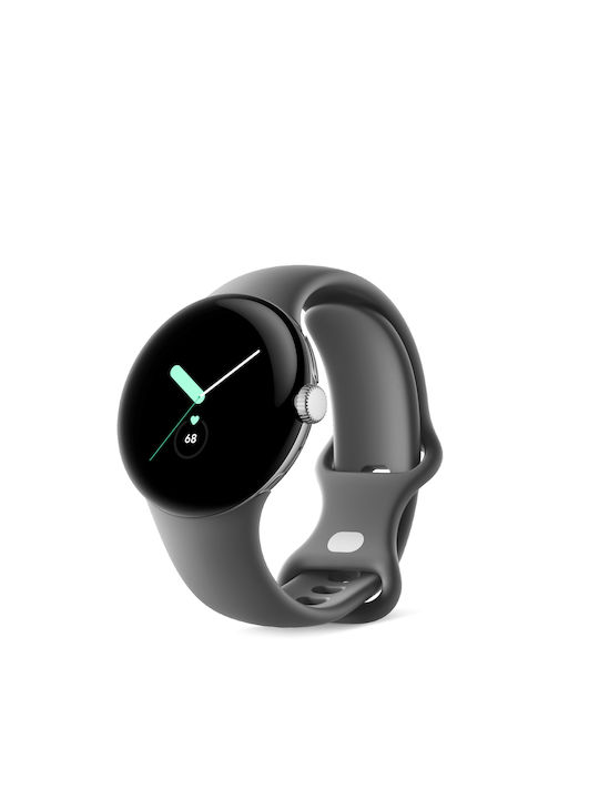 Google Pixel Watch Stainless Steel 41mm με Παλμογράφο (Polished Silver case/Charcoal Active band)