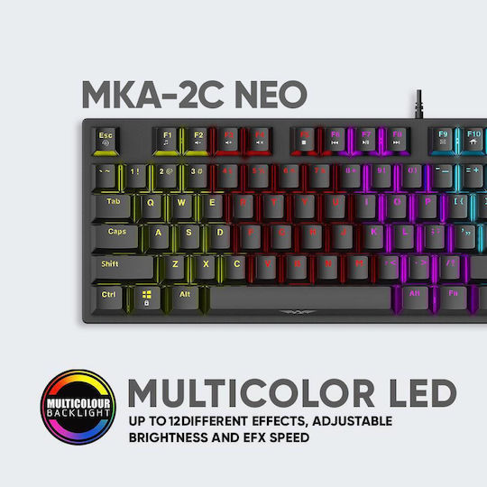 Armaggeddon MKA-2C Neo Gaming Μηχανικό Πληκτρολόγιο Tenkeyless με Custom Brown διακόπτες και RGB φωτισμό (Αγγλικό US)