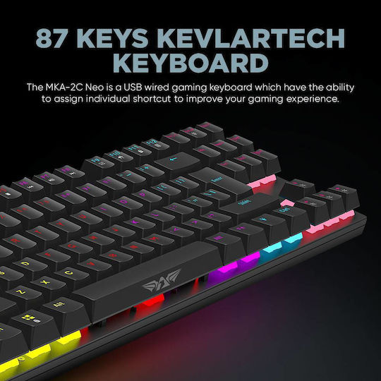 Armaggeddon MKA-2C Neo Gaming Μηχανικό Πληκτρολόγιο Tenkeyless με Custom Brown διακόπτες και RGB φωτισμό (Αγγλικό US)