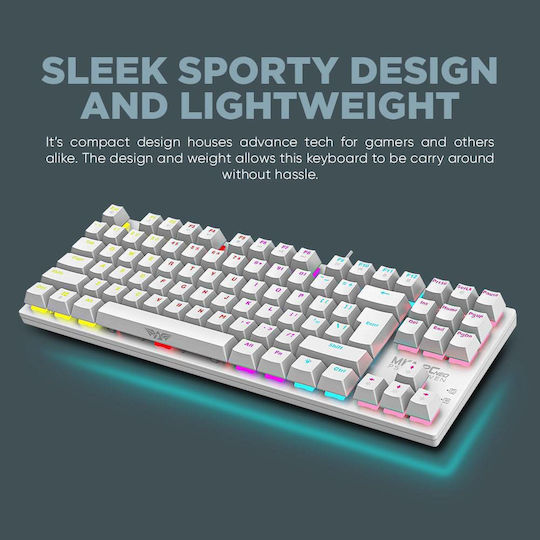 Armaggeddon MKA-2C Neo Gaming Μηχανικό Πληκτρολόγιο Tenkeyless με Custom Red διακόπτες και RGB φωτισμό (Αγγλικό US) Λευκό