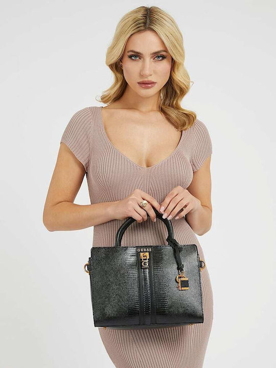 Guess Ginevra HWKB8734060 Din piele Geantă de damă Tote De mână Neagră