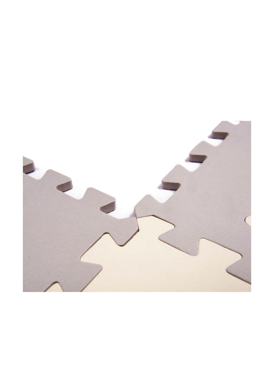 Interactive Foam Floor Puzzle with Animals Grey-Ecru 36pcs