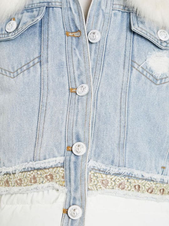 Kids' Denim Jacket Short with Lining Light Blue Nilo
