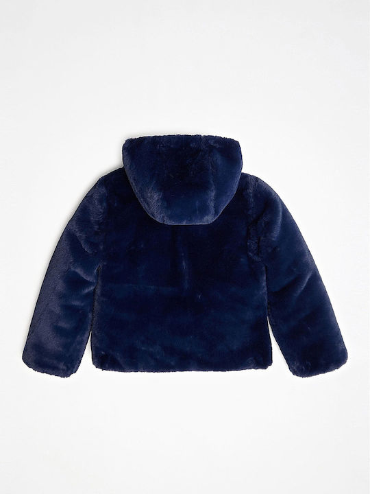 Kids' Quilted Jacket Short Double Sided with Hood Silver