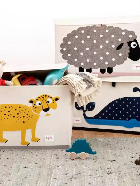 3 Sprouts Children's Folding Storage Box made of Fabric Toy Chest Navy Blue 61x37x38cm 1pcs
