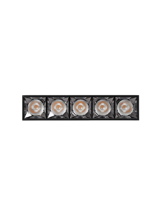 GloboStar Luminar Superior LED Alb Cald Spot cu 5 Lumini în Culoare Negru