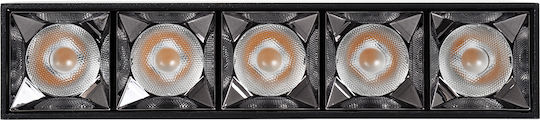 GloboStar Luminar Superior LED Θερμό Λευκό Σποτ με 5 Φώτα σε Μαύρο Χρώμα