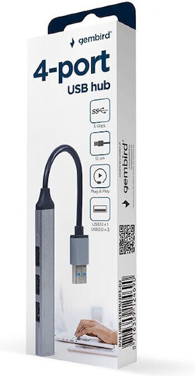Gembird Hub 4 Ports USB 3.1 with USB-A Connection Silver