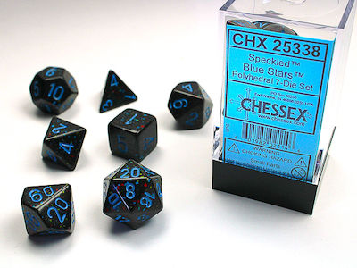 Chessex Speckled Polyhedral 7-Die Dice Blue Stars 25338