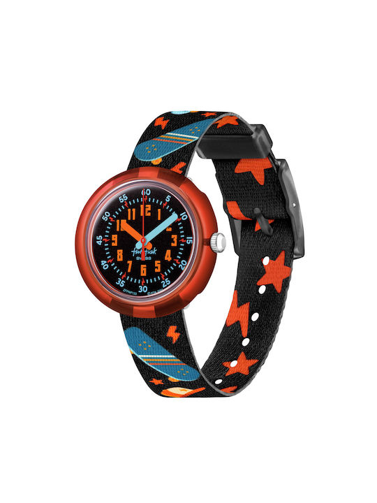 FlikFlak Kids Analog Watch Skate Squad with Fabric Strap Black