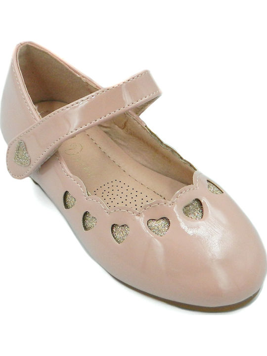 Παιδικές Μπαλαρίνες mit Bügel- und Schleifenverschluss Lackleder Rosa 998/117L