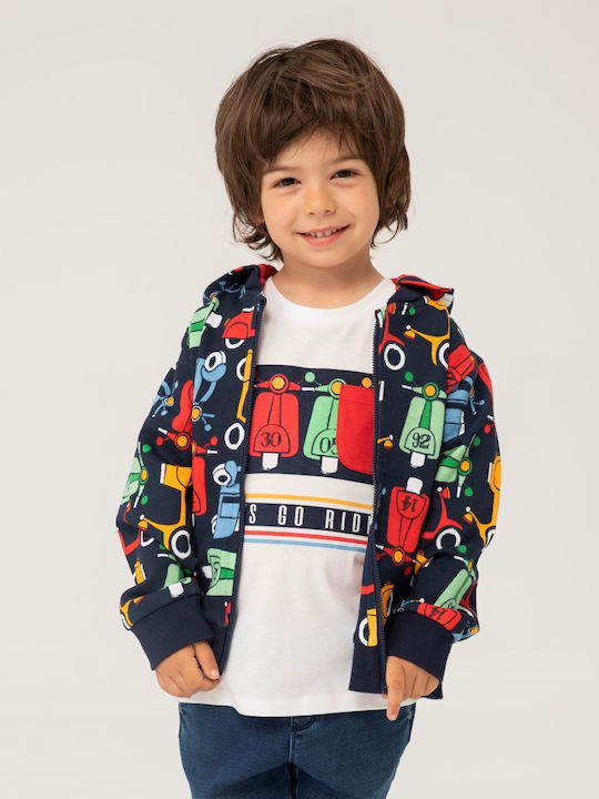 Boboli Boys Hooded Sweatshirt with Zipper Blue