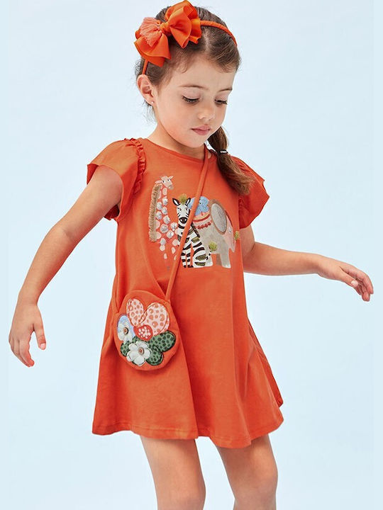 Children's Dress Short Sleeve Set with Accessories Orange