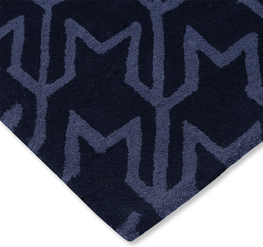 Ted Baker Houndstooth Lucrat manual Covor Rectangular Din lână 162808 Dark Blue