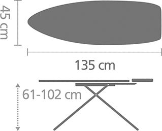 Brabantia Titan Oval Bügelbrett Für Dampfbügeleisen Zusammenklappbar 135x45cm