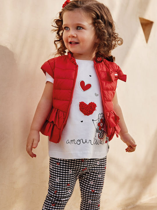 Mayoral Kinder Set mit Leggings Sommer 3Stück Weiß