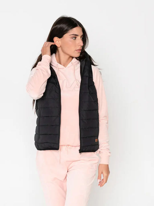 Alice Women's Short Puffer Jacket for Spring or Autumn with Hood Black