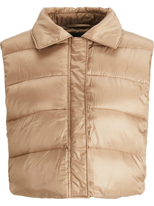 Kurz Damen Ärmellos Puffer Jacke für Winter Tigers Eye