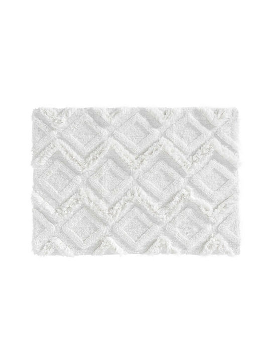 Douceur d'Intérieur Πατάκι Μπάνιου Βαμβακερό Jacquard Ikatis 1801625 Λευκό 50x80εκ.