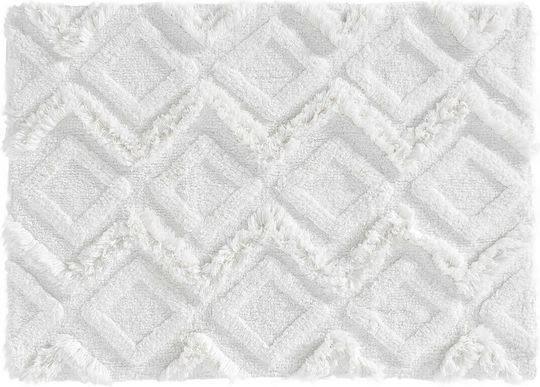 Douceur d'Intérieur Πατάκι Μπάνιου Βαμβακερό Jacquard Ikatis 1801625 Λευκό 50x80εκ.