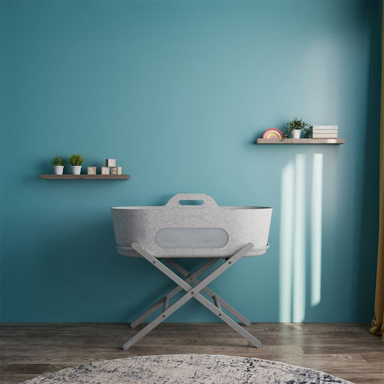 Snuz Cradle with Mattress Light Grey & Dove Base
