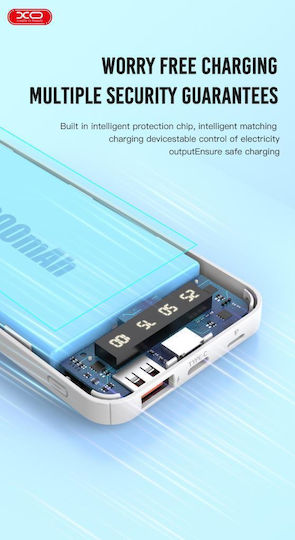 XO PR191 Power Bank 10000mAh 20W με Θύρα USB-A και Θύρα USB-C Power Delivery / Quick Charge 2.0 / Quick Charge 3.0 Μαύρο