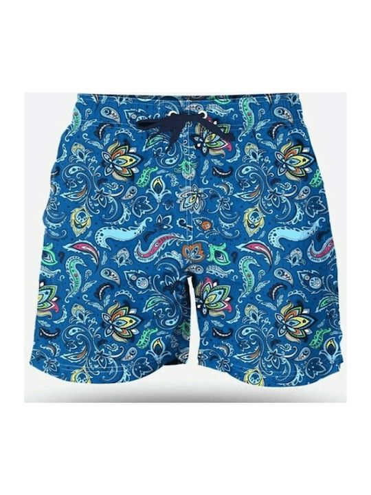 John Frank Seahorse Herren Badebekleidung Shorts Blau mit Mustern