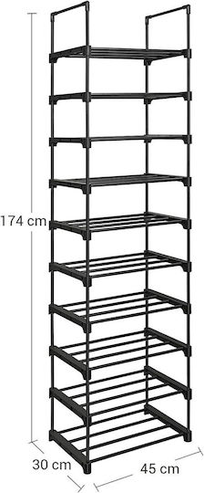 Πλαστική Παπουτσοθήκη με 10 Ράφια Black Μ45xΠ30xΥ174cm