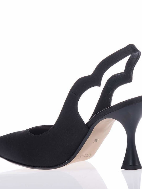 BEATRIS B783 NEGRU SLINGBACK PUMPS SATIN NEGRU