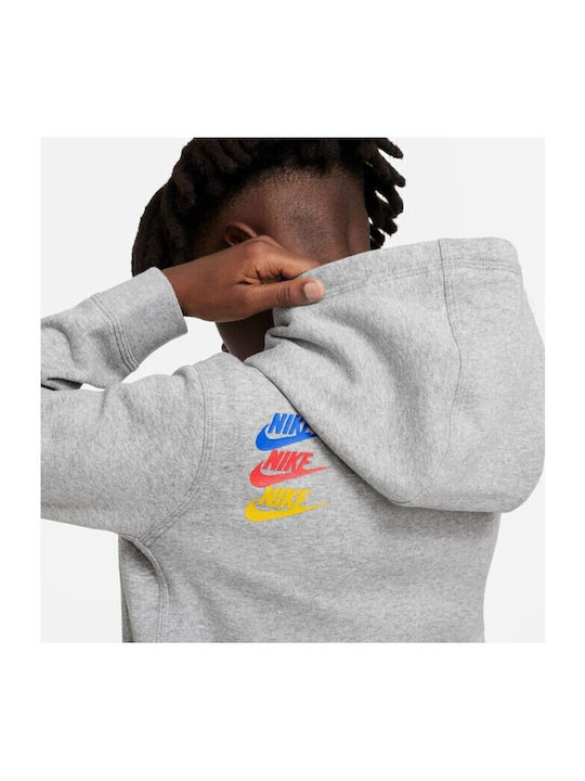 Fleece Kids Sweatshirt with Hood and Pockets Gray Sportswear