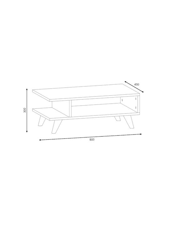 Rectangular Central Coffee Table Titus Wooden White L80xW45xH30cm