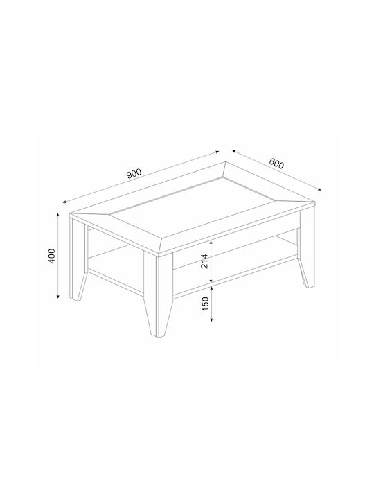 Rechteckiger Zentraler Kaffeetisch Madura Holz Beige M90xT60xH40cm GP042-0077 Stück