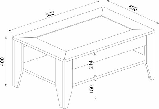 Rectangular Central Coffee Table Madura Wooden Beige W90xL60xH40cm