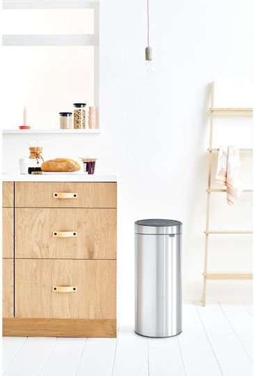 Brabantia Κάδος NewIcon Απορριμμάτων από Ανοξείδωτο Ατσάλι Push Steel Matt 30lt
