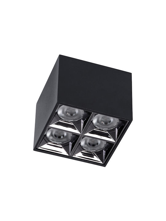 GloboStar Luminar Superior LED Alb Natural Spot cu 4 Lumini în Culoare Negru