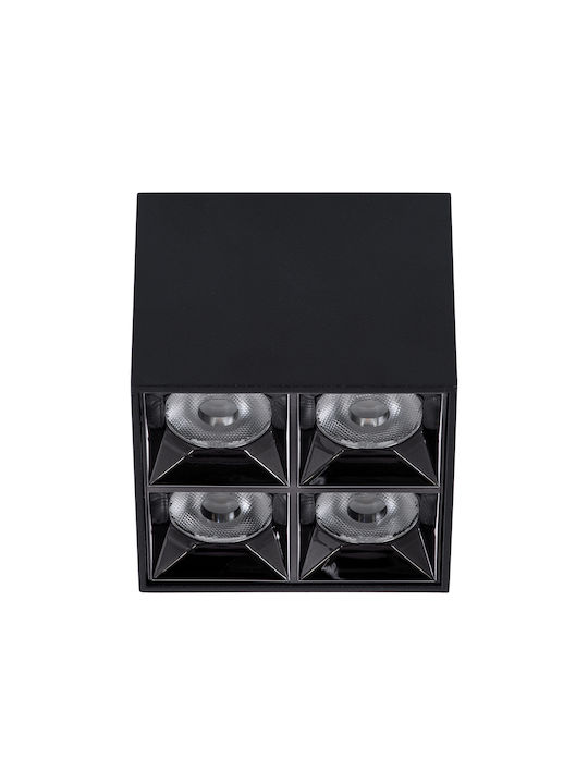 GloboStar Luminar Superior LED Alb Natural Spot cu 4 Lumini în Culoare Negru