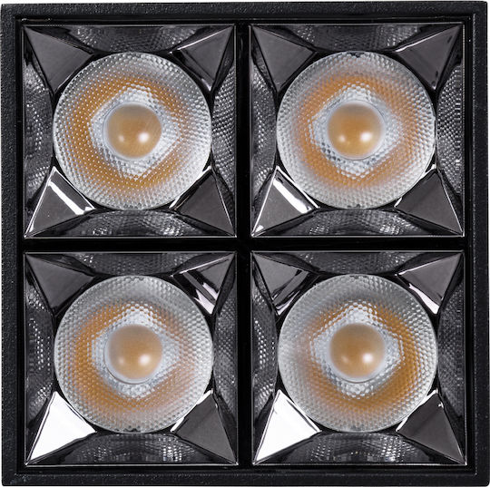 GloboStar Luminar Superior LED Неутрално бяло Спот с 4 Светлини в Черен Цвят