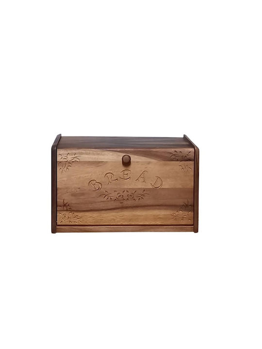 JDS Wooden Bread Box with Lid Brown