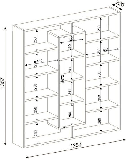 Bibliothek Ample Schwarz / Weiß 125x22x135,7cm