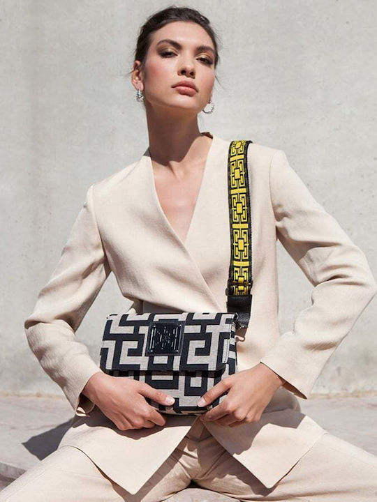 Velos Δερμάτινη Γυναικεία Τσάντα Χιαστί Beige Black